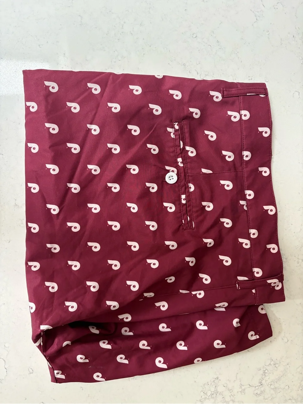 Men's Athletic Shorts - Maroon with White Pattern